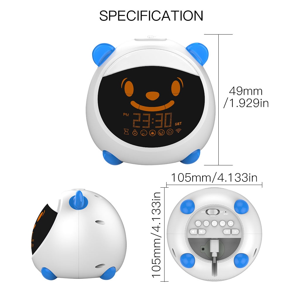 WiFi Smart Kids' Alarm Sleep Trainer Clock Light Sound Expression Smart Life Tuya App Voice Control with Alexa Google Home