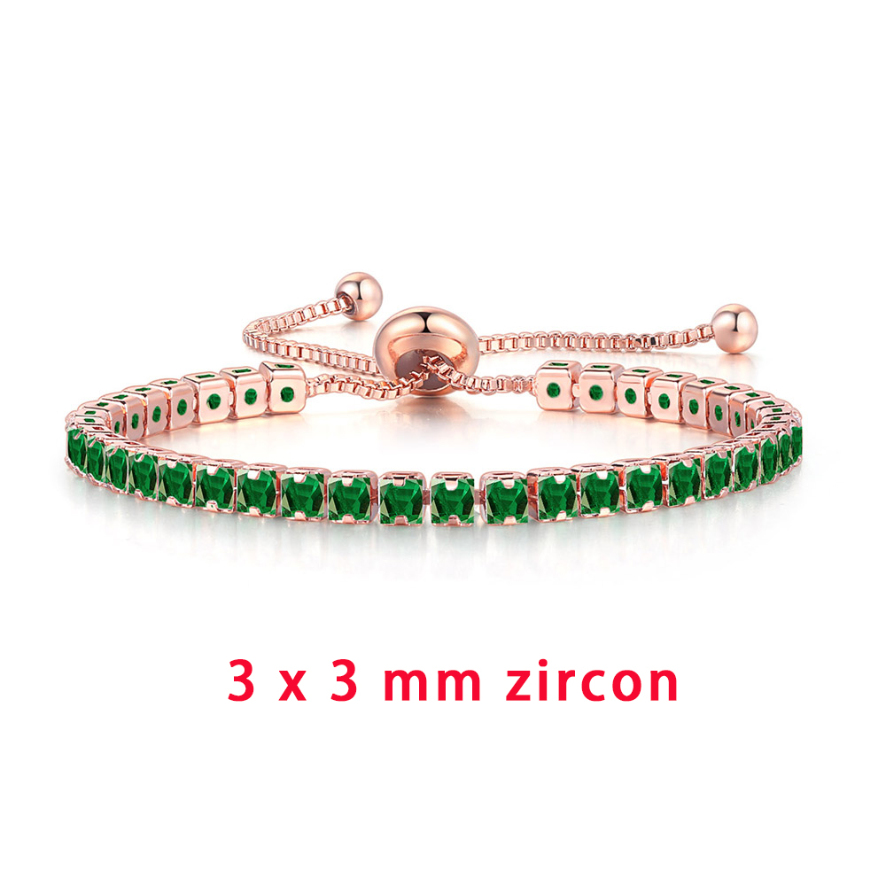 Zhouyang amizade pulseiras para mulher 2.5*2.5mm zircão quadrado rosa cor de ouro artesanal pulseira jóias presente por atacado h024: DZH028