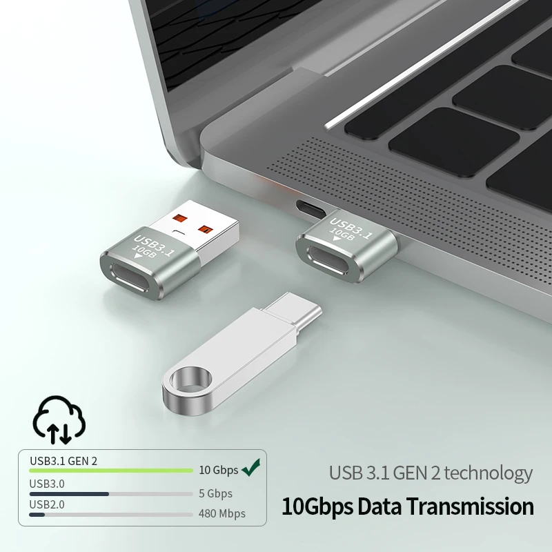 Elough Adattatore USB 3.1 a Tipo C OTG 120W Ricarica rapida 10G USB Maschio a USB C Femmina Connettore per Cellulare PC Laptop iPad
