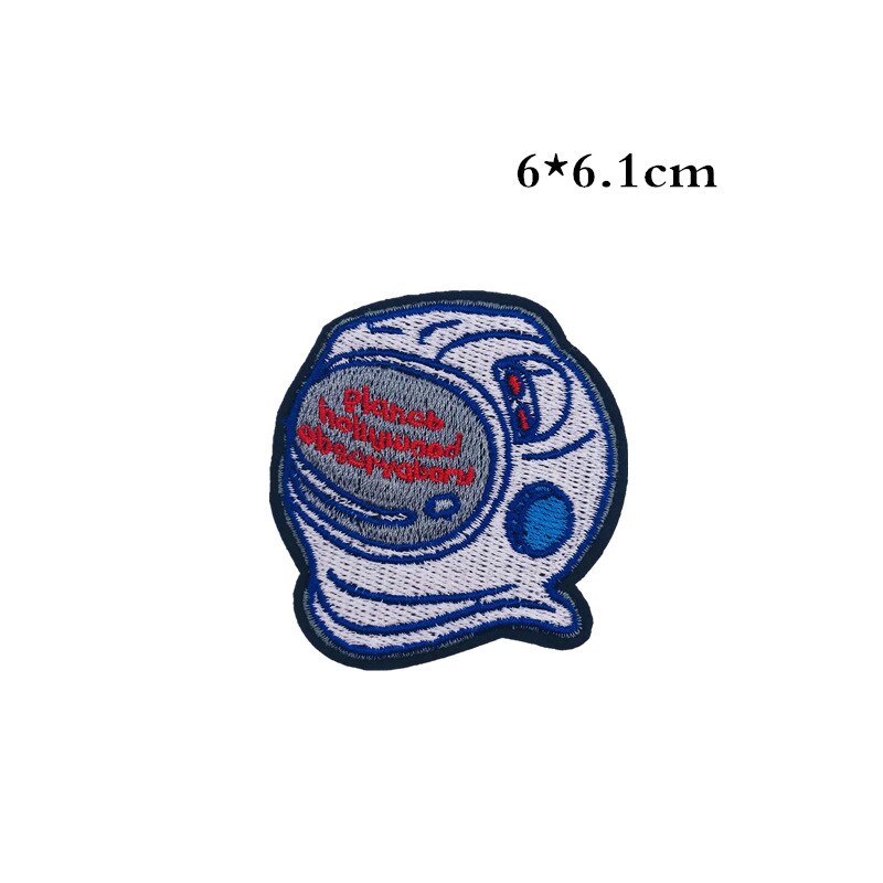 1 PCS UFO Alien Patches Astronaut Planet Embroidery Iron On Universe Parches For Clothing DIY Applique Badge Iron On Patches: Gun Metal