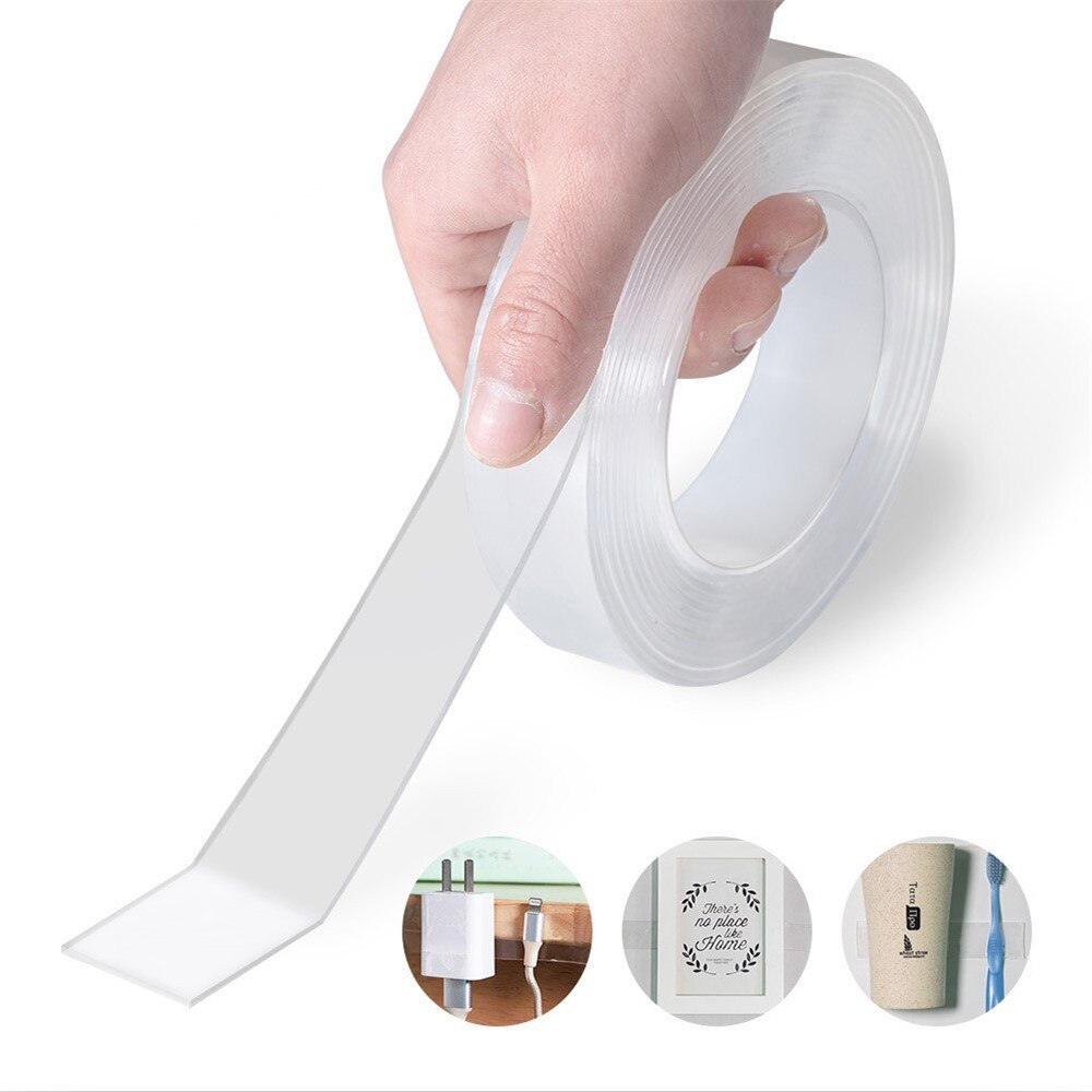 Reusable Nano Adhesive Tape Clear Double Sided Removable Transparent Alien Tape Anti-Slip Traceless for Home Supplie