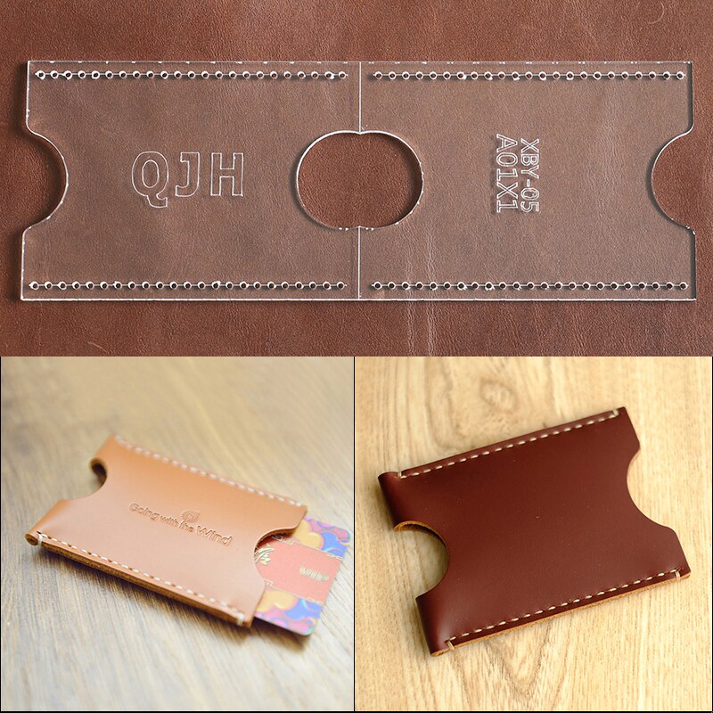 1Set DIY Acrylic Template Bus Card Package Leather Craft Pattern DIY Stencil Sewing Pattern 9cm*6.5cm