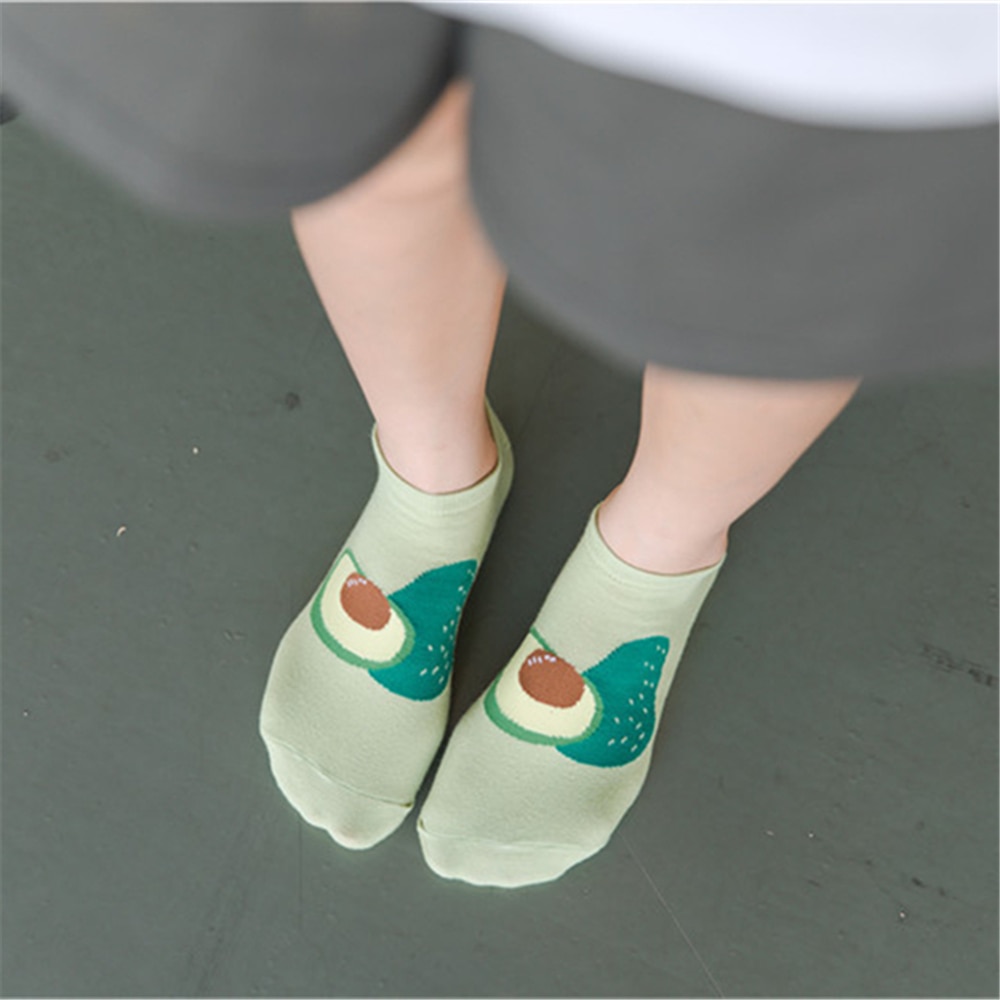 Girls summer funny cute cartoon happy fruit socks avocado strawberry watermelon banana lemon peach sokken