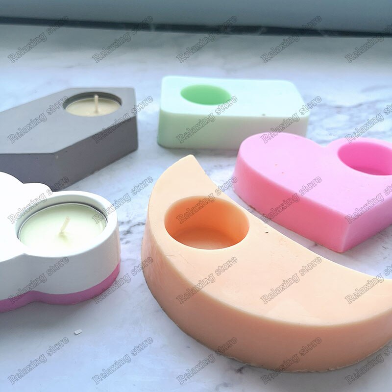 Candle Holder Concrete Molds Different Shapes Candlestick Plaster Crafts Mould Succulents Cement Clay Molds