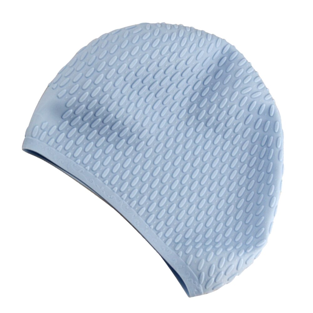 Useful Silicone Swimming Cap Practical Waterproof Swim Pool Hat Long Hair Ear Protection Swim Caps for Female (White): Sky blue