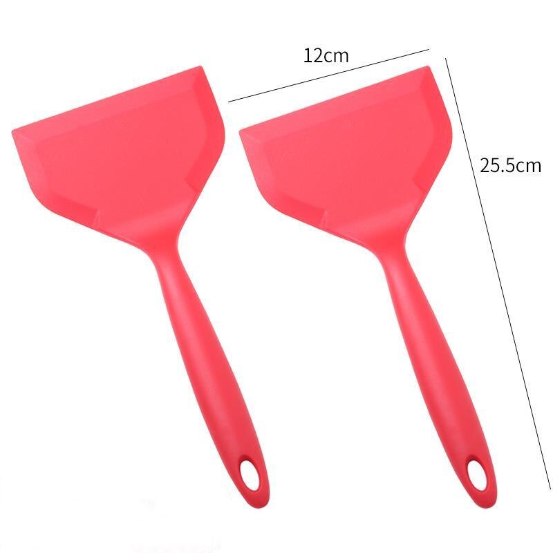 Silicone Kitchen Ware Cooking Utensils Spatula Beef Meat Egg Kitchen Scraper Wide Pizza Cooking Tools Shovel Non-stick: 2Pcs Red