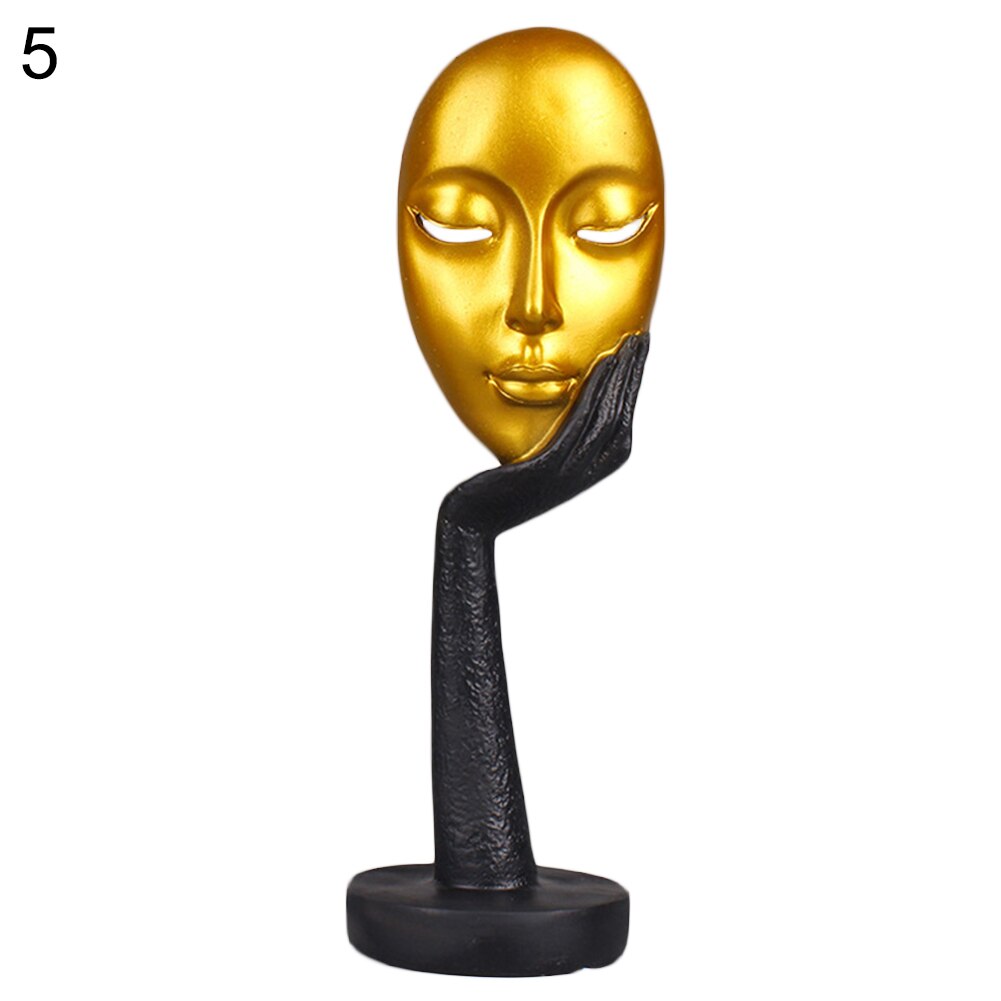 Abstrait visage humain modèle Statue résine Statues pour la décoration Sculptures Art artisanat bureau Sculpture bureau décor à la maison: Golden L