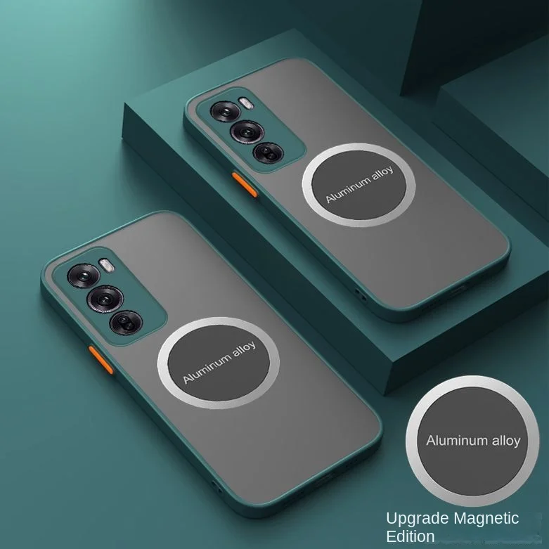 Voor OPPO Reno 12 Pro Case Hard PC Transparant Matte Magnetische Beschermende Cover Case Voor OPPO Reno 12 12 Pro volledige Cover Shell: Aluminium / Sky Blue