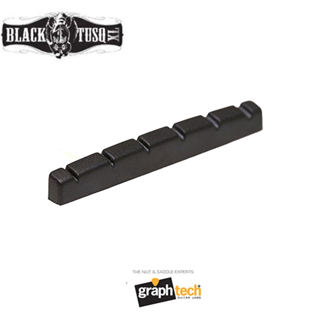 TUSQ Nut PT-5042-00 XL 42mm, Graph Tech, tuerca de guitarra preranurada, fondo plano para FD Strat guitarra eléctrica negra (sin palabras)