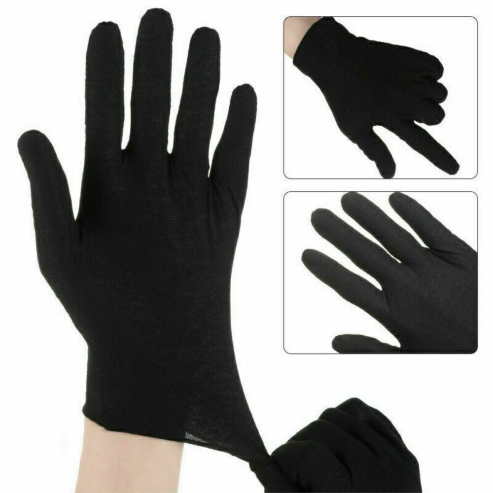6 Paar 100% Baumwolle schwarze Handschuhe derma zu logisch über Nacht feuchtigkeit spendendes Ekzem