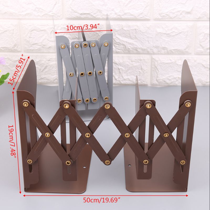 Extension Adjustable Metal Bookends Heavy Duty Book Desktop File Folder Retractable Stand Bookshelf Rack Holder