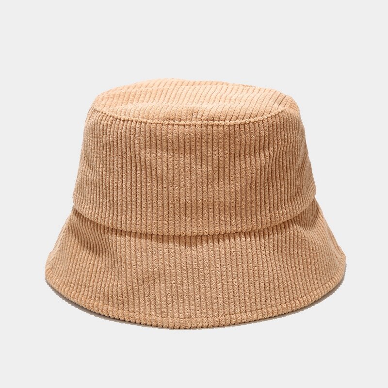 Efterår vinter solid spand hat enkelhed corduroy foldbar fisker hat udendørs solcreme trend bassin hat til elskere: Khaki