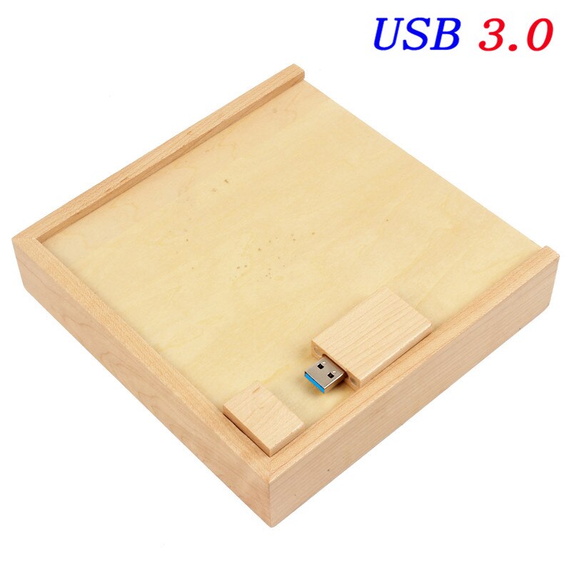Jaster usb 3.0 houten fotoalbum + doos usb-stick pendrive 64gb 16gb 4gb fotografie bruiloft gratis aangepast logo 170*170*35mm: 32gb / Wit