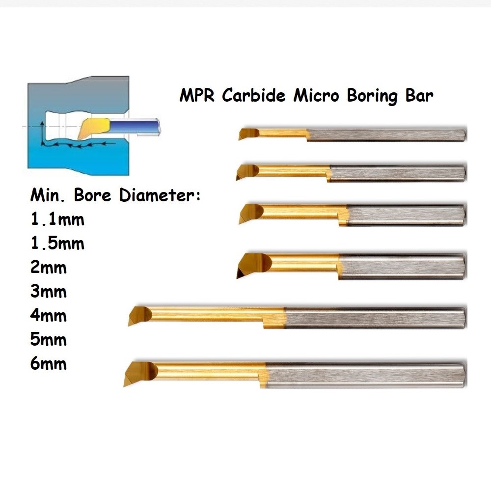 Mpr fuld størrelse 1 1.5 2 3 4 5 6 mm drejebænkemaskine brug hårdmetalborestang
