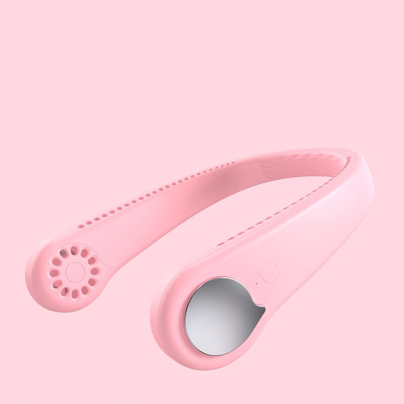 Wearable Lazy Sports Halter Fan Mini Hanging Neck Fan USB Rechargeable Cover Halter Sport Fan Air Cooler Outdoor Air Conditioner: Pink