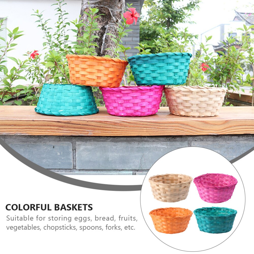 1 Set 4 Pcs Bamboo Baskets Colorful Easter Egg Baskets Children's Day Baskets