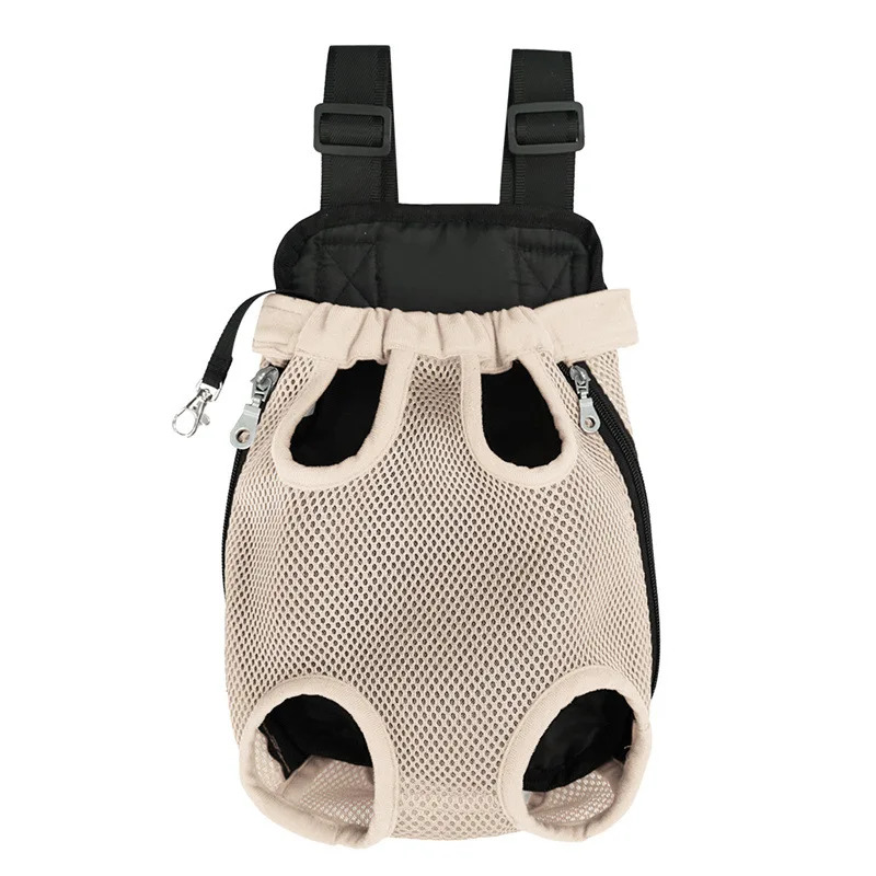 Pet Carrier Backpack Portable Travel Breathable Carrier Bag Pet Double Shoulder Mesh Backpack Adjustable Cat Bag Dog Supplies: L / Beige