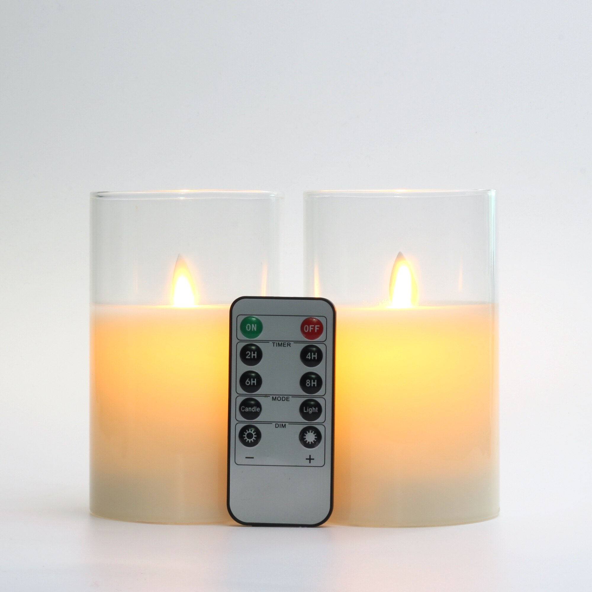 Flammenlose Kerzen Glas Echt Wachs Säulen &Ampere; ziehen um Flamme Docht LED Kerzen und 10-Schlüssel Fernbedienung mit Timer, batterie Betrieben: 2Stck (5 Zoll)