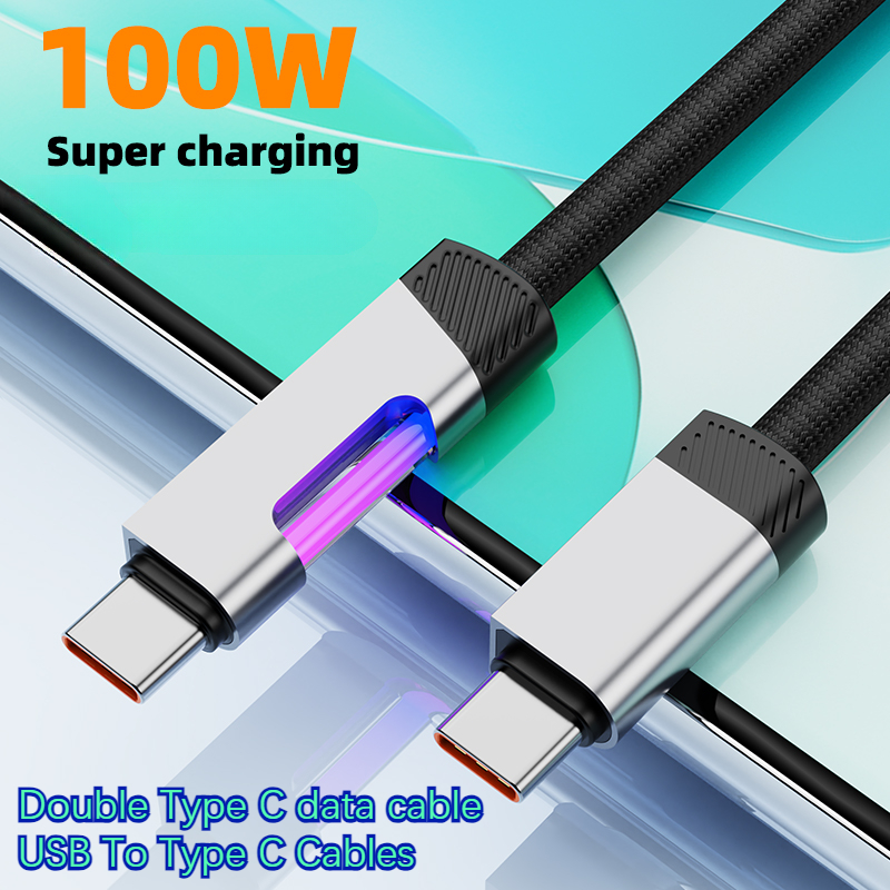 100W Type C Kabel Met RGB Ademhalingslicht Veranderende Snelle Oplaadkabel Voor Xiaomi Huawei iPhone 15 16 Redmi Huawei datakabels