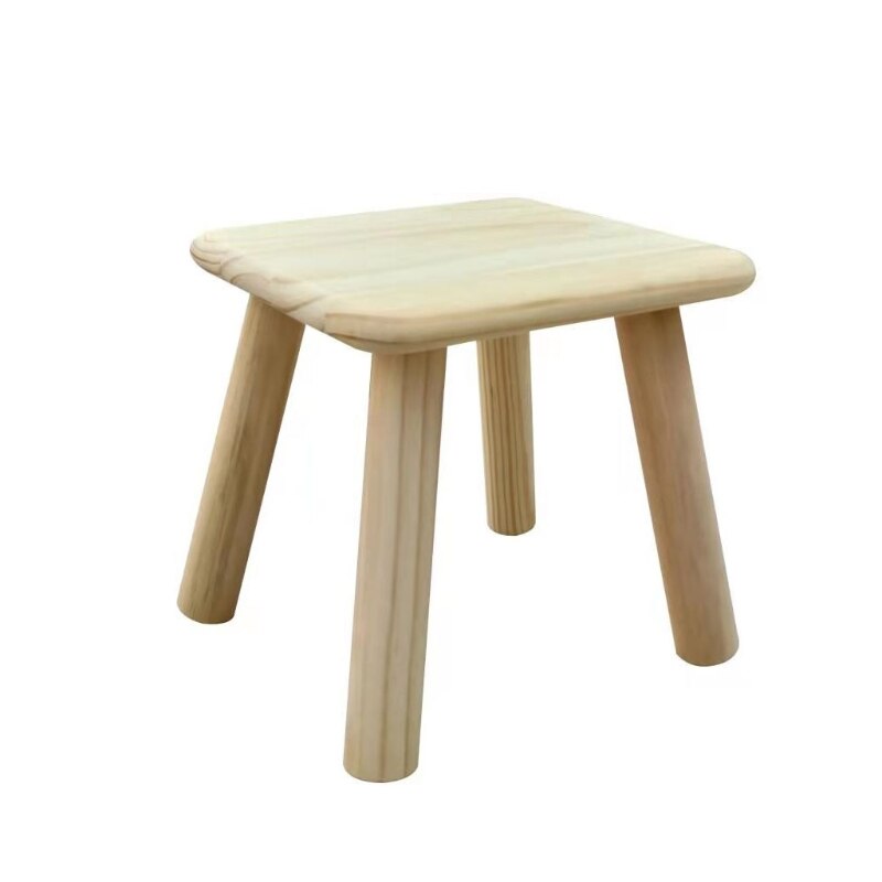 Taburete pequeño con cambio de madera maciza para niños y adultos, taburete cuadrado para cambio de zapatos, mesa de té, moderno y: L-1