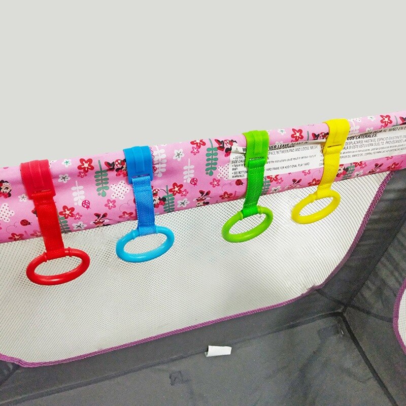 Neue 4 teile/los ziehen Ring Für Laufstall Baby Krippe Haken Allgemeine Verwendung Baby Spielzeug Anhänger Bett Ringe Haken Hängenden Ring helfen Baby Stehen