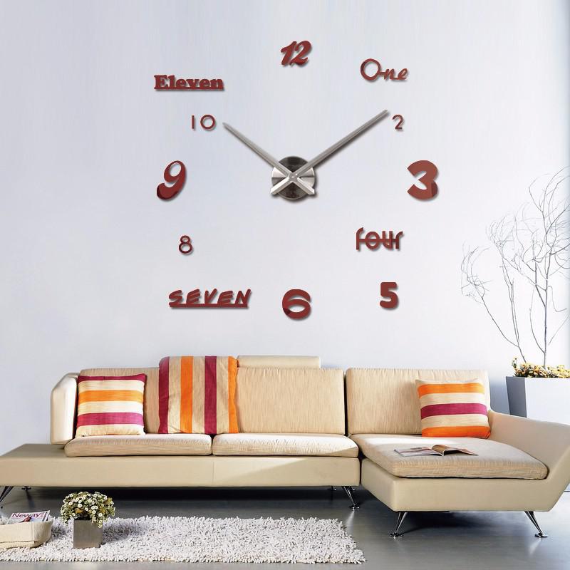 3D Wandklok Horloge Modern 3D Diy Acryl Spiegel Stickers Horloges Woonkamer Quartz Naald Europa Wandklokken Grote size: Rood / 37 Inch