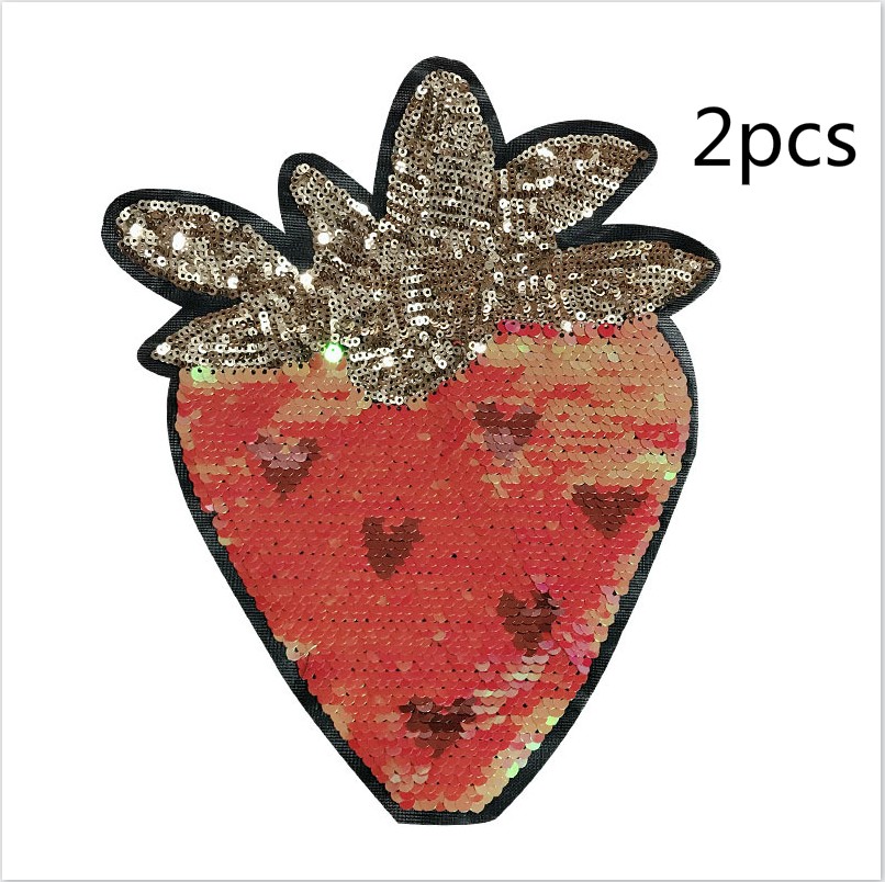 Sød jordbær paillet mønster stor patch til trøjer strikvarer broderede frakker: A -2 stk