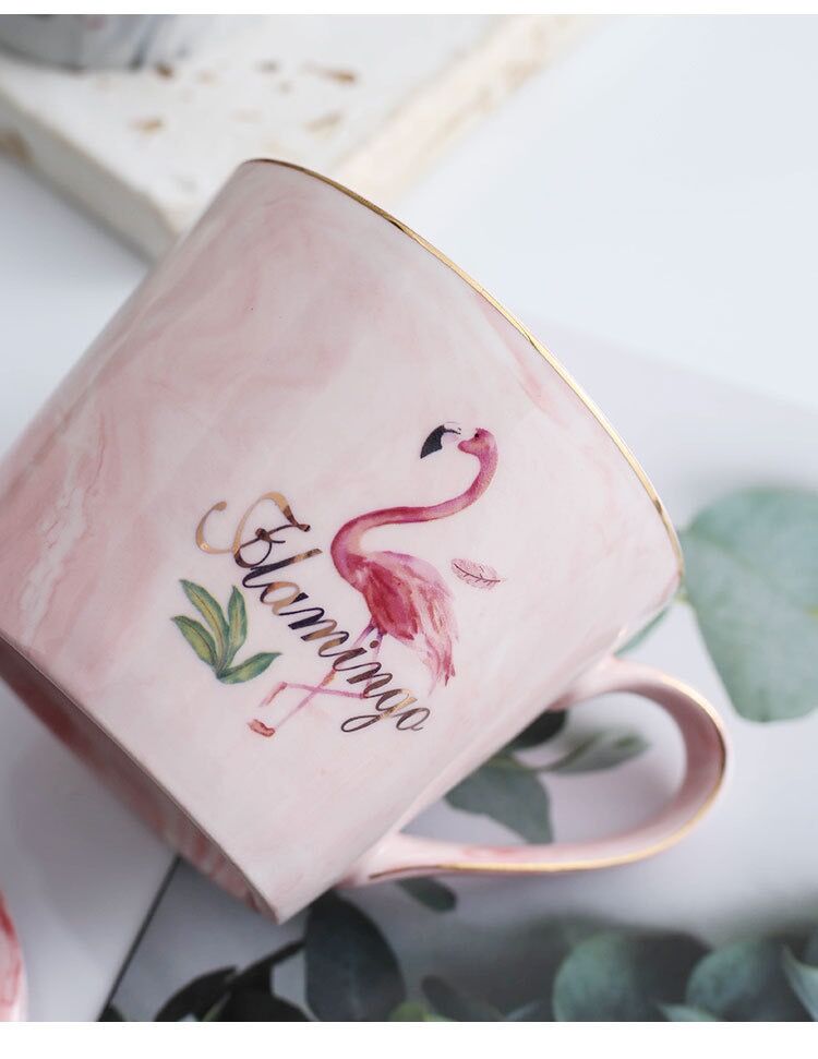 Taza grande de cerámica para café y oficina, tazas de porcelana con flamencos, té, 200-400ML: 07