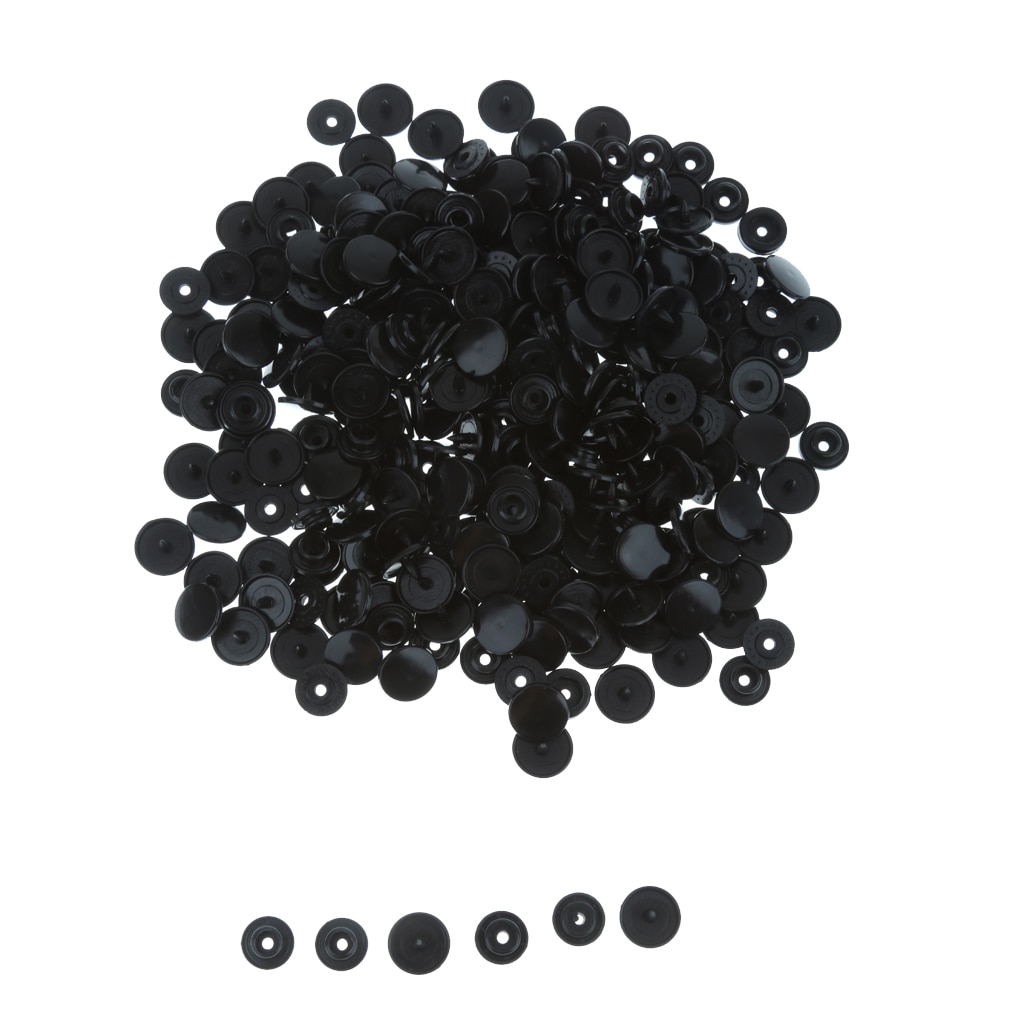 100 Sets Black Resin Snap Knoppen Plastic Snaps Fasteners Drukknopen Size T5 Caps 12 Mm