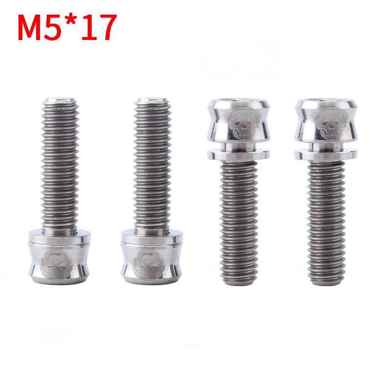 MUQZI Cykel Styr Møtrikker - M5x15/17/19mm Titanium Legering - 4 stk - MTB Racercykel: M5-17mm titanium col