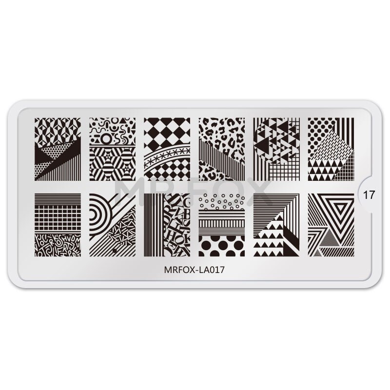 Pochoirs de manucure assiettes à ongles, en acier inoxydable à la couleur de la manucure Image de bricolage imprimante d'image modèles de plaques de marquage à ongles de 6.5*12.5CM: MRFOX-LA17