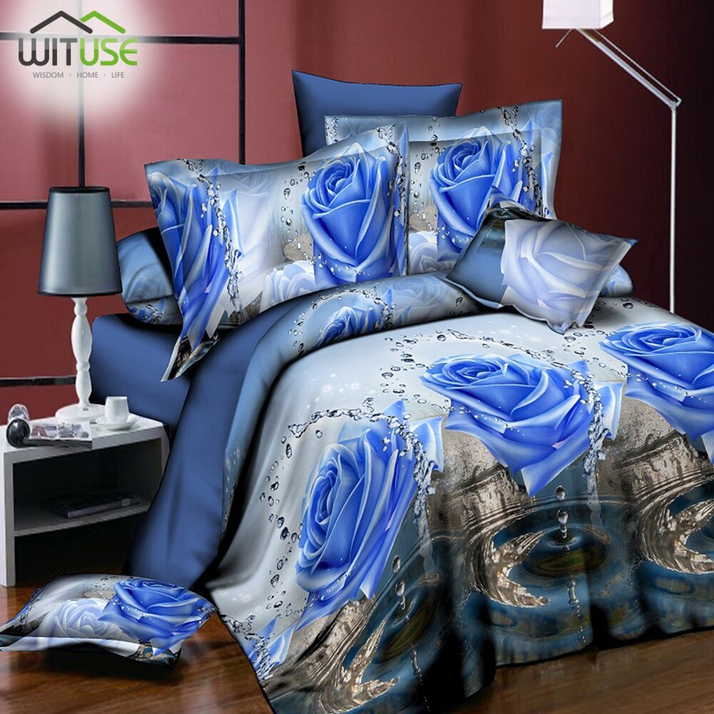 Light Family Down Quilt Twin Queen Bedding Sets 3d Quilt Duvet Cover Pillowcase Set Flowers Printing Decorate Family Bedroom