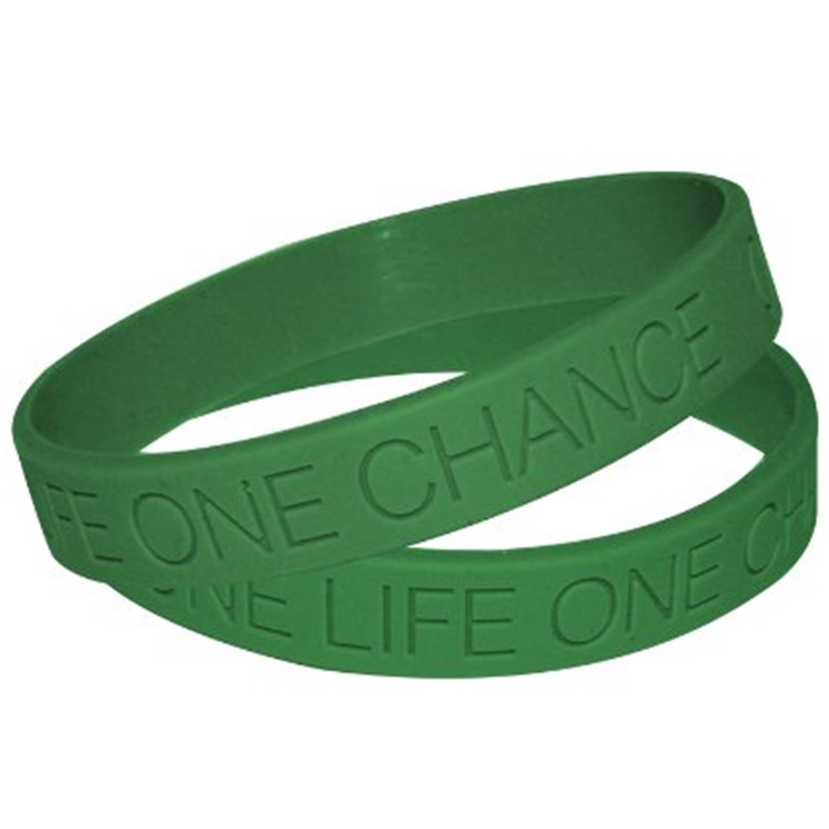 1pc mænd mand kvinder kvinde unisex ét liv én chance giv aldrig op jeg lover motivation sport silikonegummi armbånd armbånd: Grøn