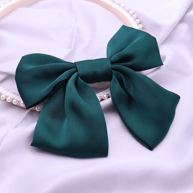 Jane wang Japanischen stil Boutique Rot Doppel Schicht Große Bowknot Haar Ring Haar Band Haarband Stirnband Floral Kopfschmuck Haar acc: Blackish Green Silk Bow Headband