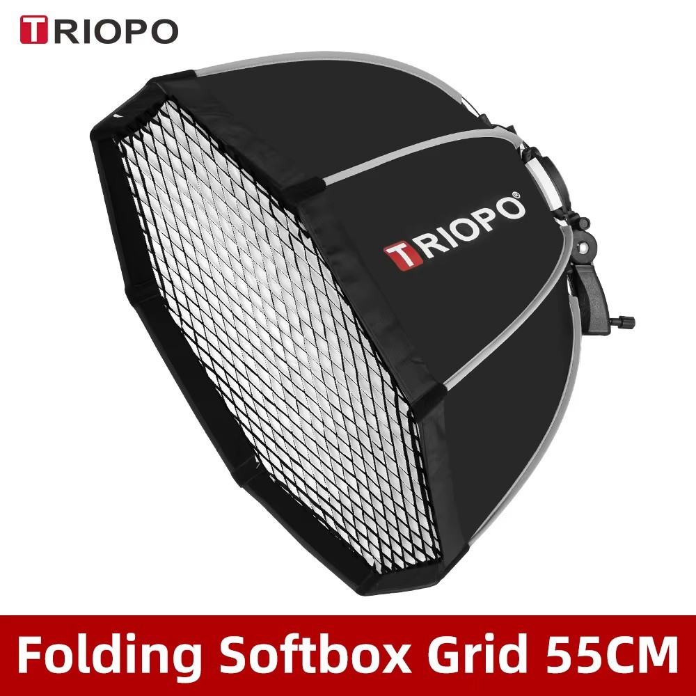 Triopo 55cm 65cm 90cm 120cm kokoontaitettava kahdeksankulmainen softbox kannatin softbox kahva godox yongnuo speedlite salamavalolle: Sininen