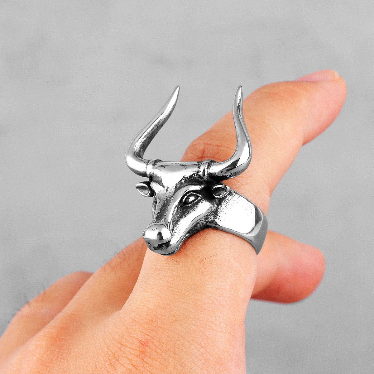Bull Head Matador Stainless Steel Mens Rings Punk Hip Hop Hyperbole for Male Boyfriend Biker Jewelry Creativity