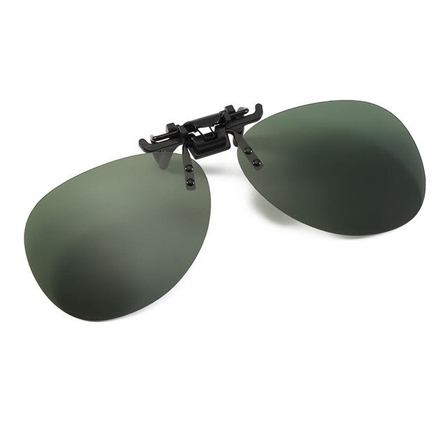 Unisex Polarized Clip On Flap Up Sunglasses UV400 Protection Glasses Men Women Driving Goggle Night Vision Fishing Goggle: Dark Green
