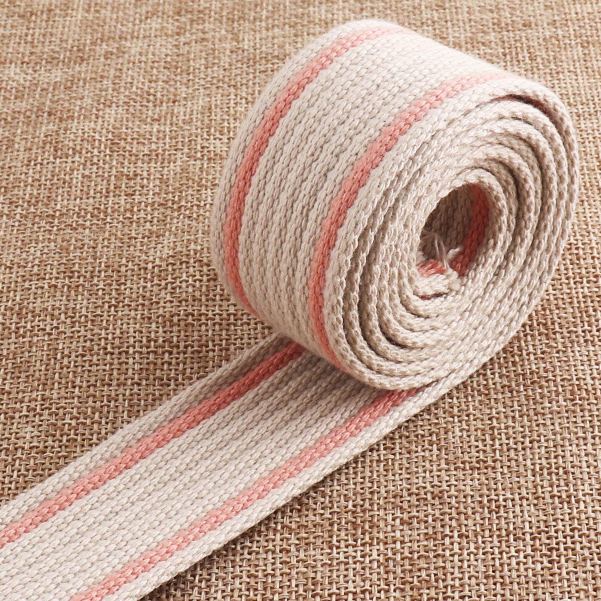 32Mm Singels Witte Roze Gestreepte Singels Nylon Webbing Katoen Webbing Katoen Canvas Portemonnee Bandjes Huisdier Halsbanden Leash 1 1/4"