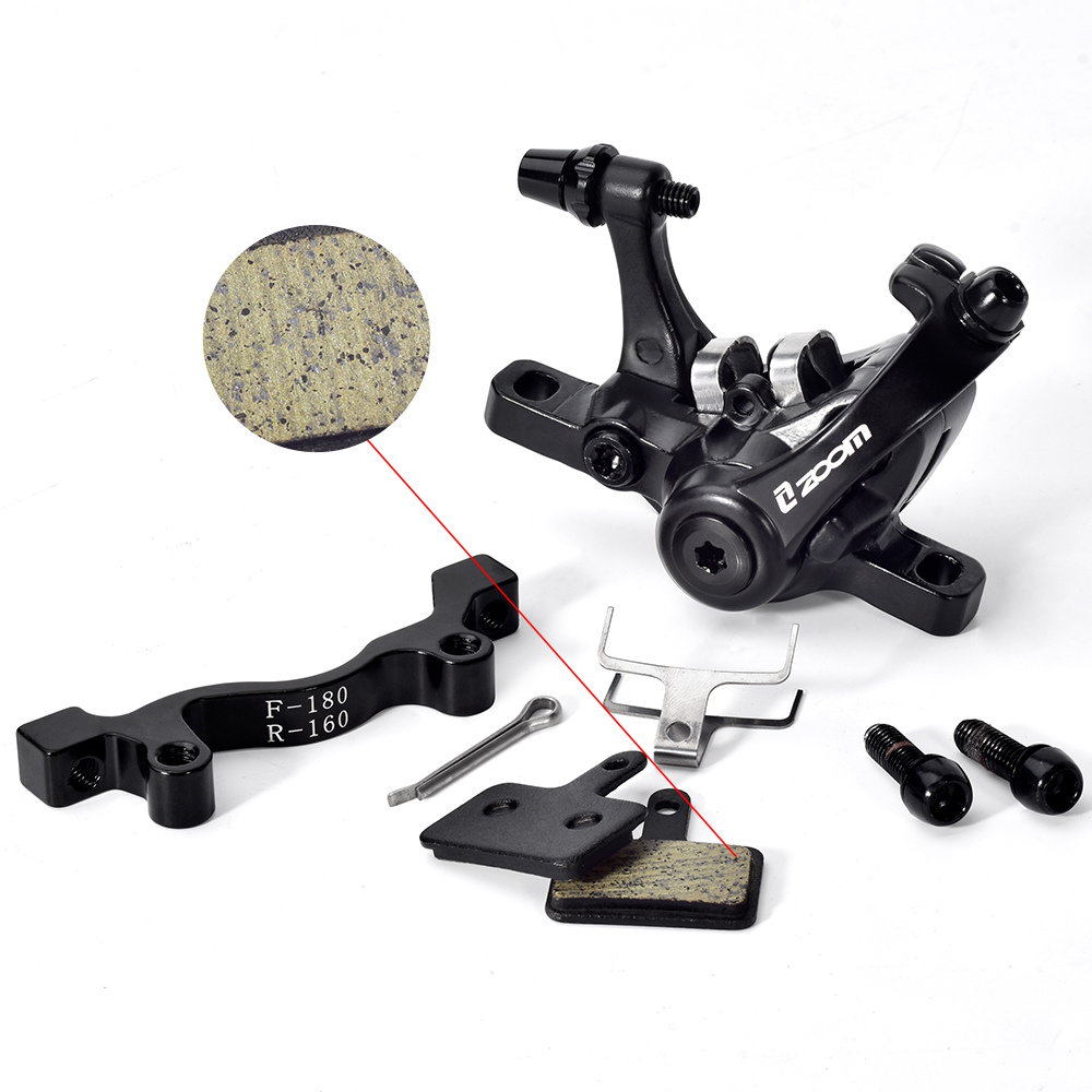 ZOOM Bike Mechanical Brake Caliper Adapter MTB Bilateral Drive Bicycle Front Rear Disc Brake Caliper Device Brake Pads DB680