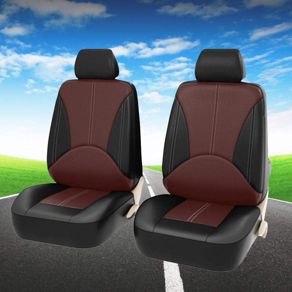 Car Seat Covers PU Leather Front Seats Black Faux Leather Car Seat Cover Set Universal Car Accessories Interior Seat Protector