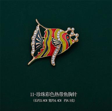 Huanzhi Vintage Druipen Glazuur Zirkoon Parel Abstracte Metalen Animal Broche Voor Vrouwen En Man Kraag Accessoires Sieraden: 7