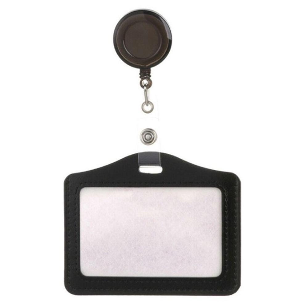 Arbetskortshållare klämma pu-läder korthållare klämma infällbara namnskyltsrullar sjuksköterska läkare id-korthållare namnkortshållare: Röd