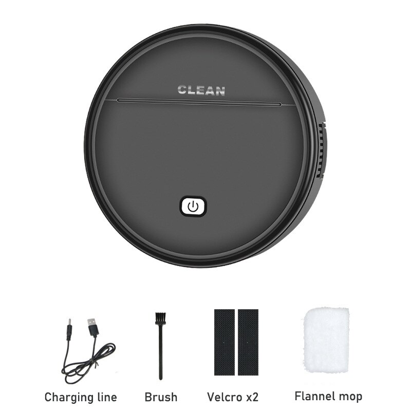 Intelligent Floor Robot Vacuum Cleaner Multifunctional Vaccum Cleaner USB Auto Cleaning Robot Suction Sweeper Dry Wet Robots: black