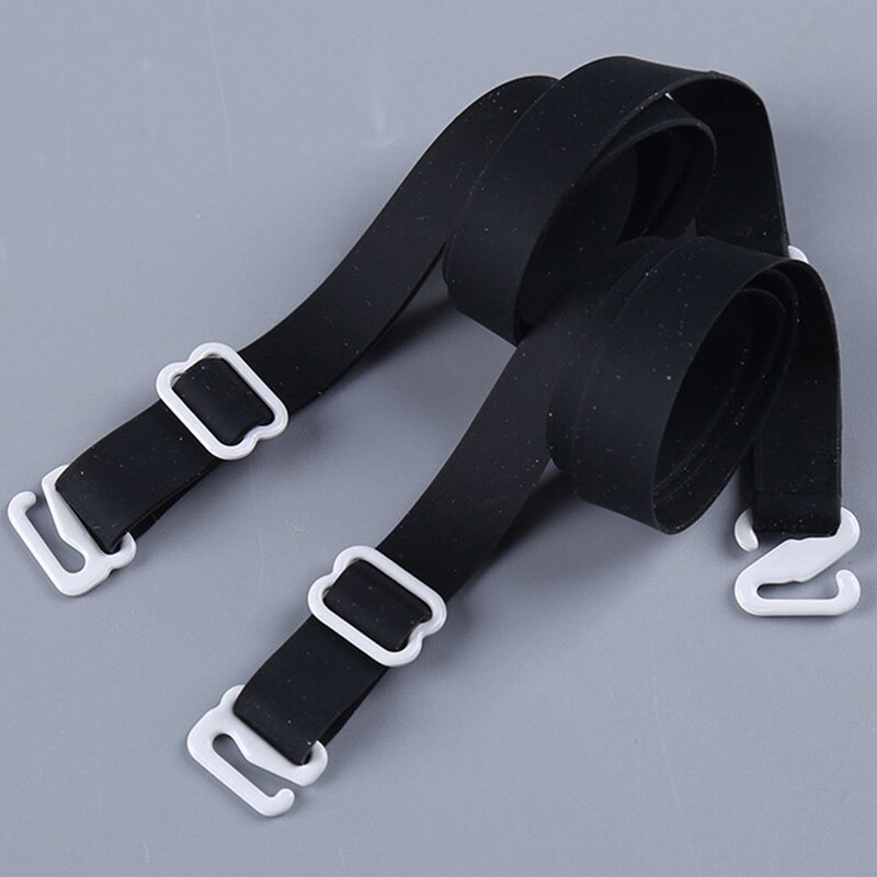 Vrouwen 1.8cm Breed Non Slip Bh-bandjes Verstelbare Silicone Bra Strap Soft Backless Schouder Riem Accessoires: Black