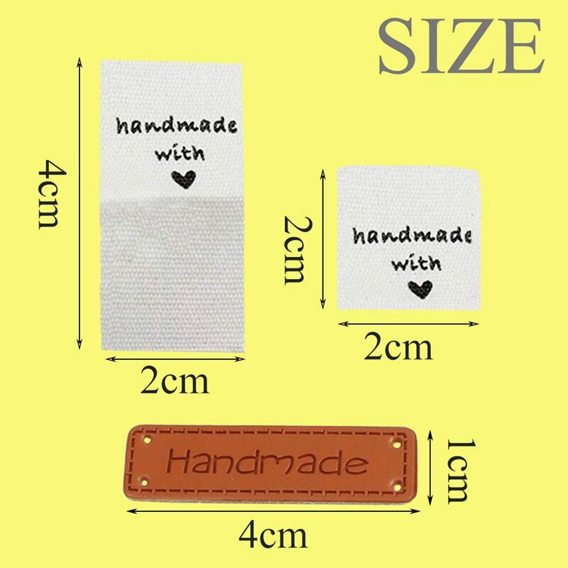 Etiquetas de tela hechas a mano y 50 etiquetas decorativas de cuero PU, accesorios para costura de prendas de vestir, DIY, 50 Uds.
