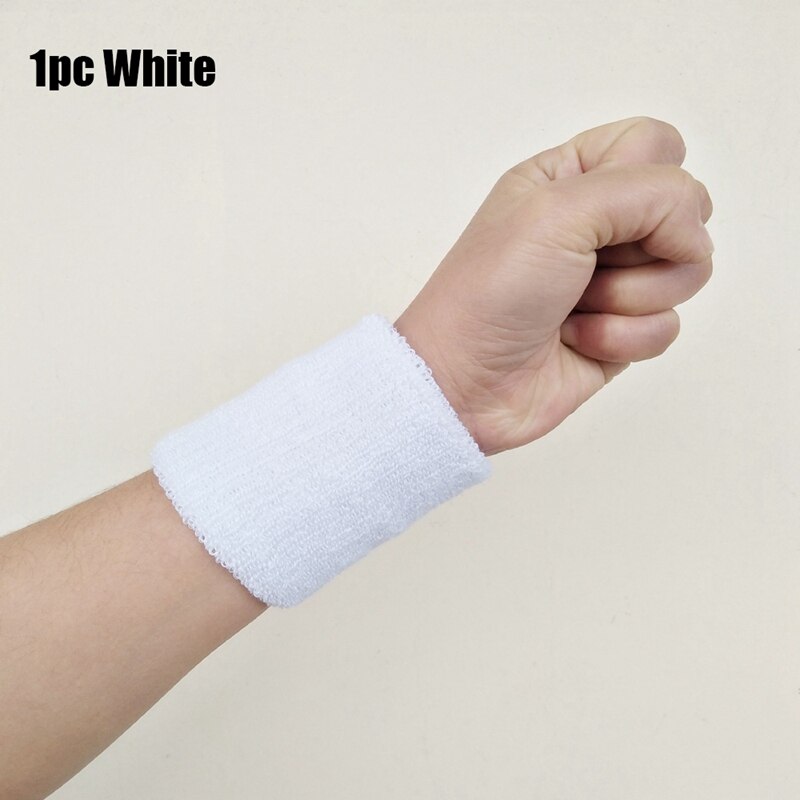 1PC Bunte Sport Schweißband Armbänder Baumwolle Faser Schweiß Handgelenk Guards Jugendliche Weichen Bequemen Hand Band Sport Zubehör: White