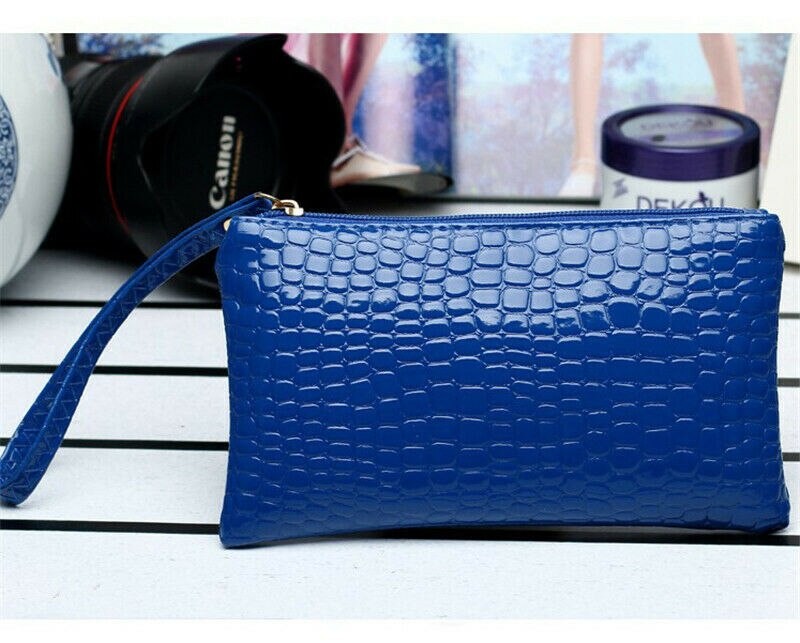 2019 caldo Signore Delle Donne Coccodrillo Pochette da gionro casuale Della Chiusura Lampo dell'unitàÀ di ELABORAZIONE Del Sacchetto di Nuovo Modo di Stile Portatile Del Telefono Della Borsa: Blu