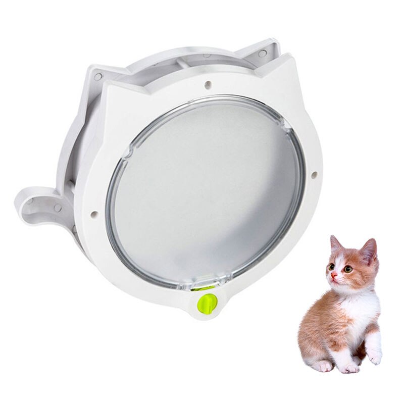 4-Fase Afsluitbare Kattenluik Deur Abs Veiligheid Deur Voor Hond Katten Kitten Puppy Kleine Huisdier Plastic Hek Huisdier levert Wit Zwart I: Default Title