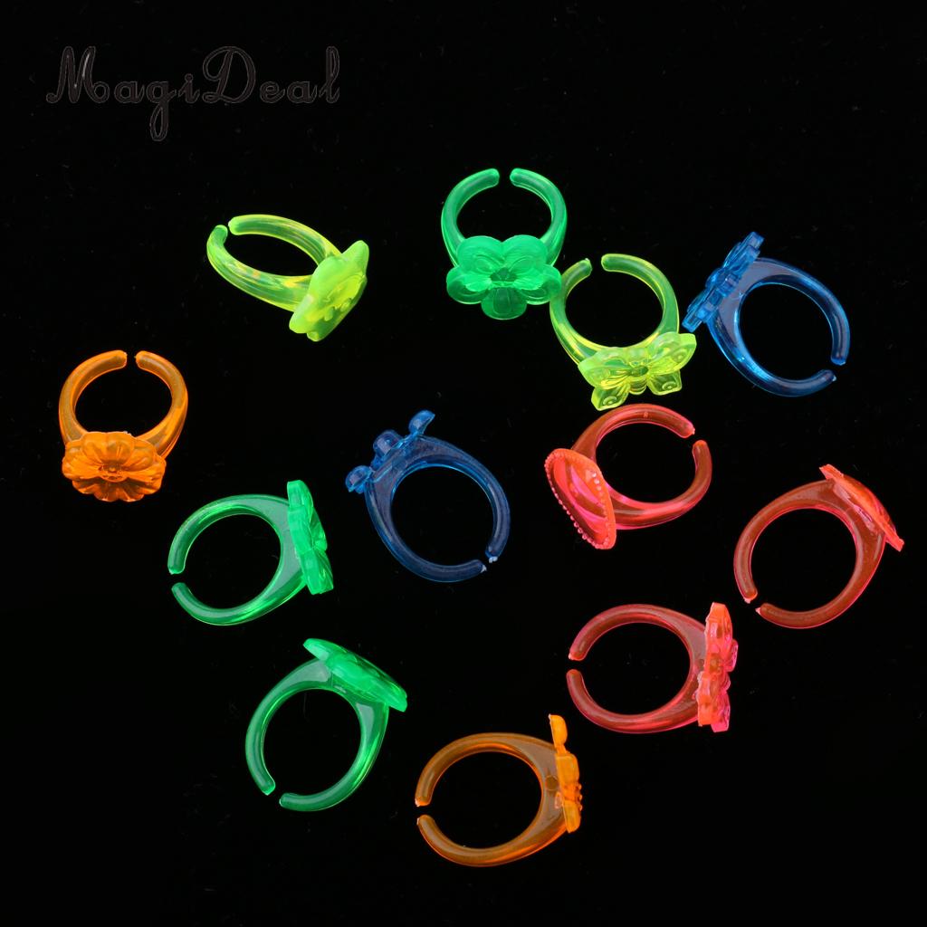 Anillos de plástico coloridos para niños, 12 piezas, premios de joyería para profesores de aula, juguete de relleno de Piñata, Color aleatorio