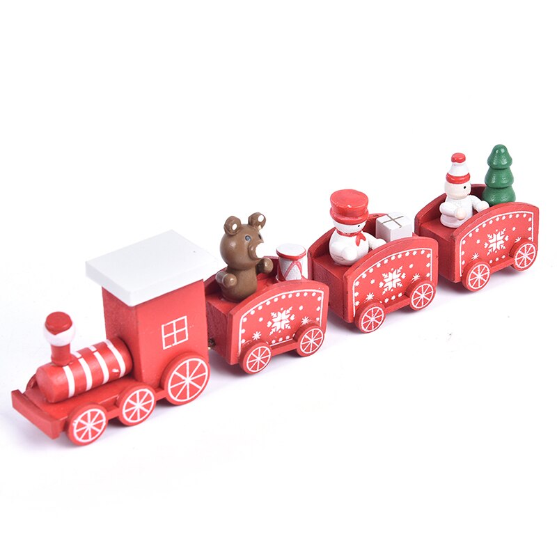 Miniatuur 4 Knopen Kerst Trein Geschilderd Houten Kerst Decoratie Voor Thuis Kinderen Speelgoed Ornament Navidad Nieuwjaar: RD